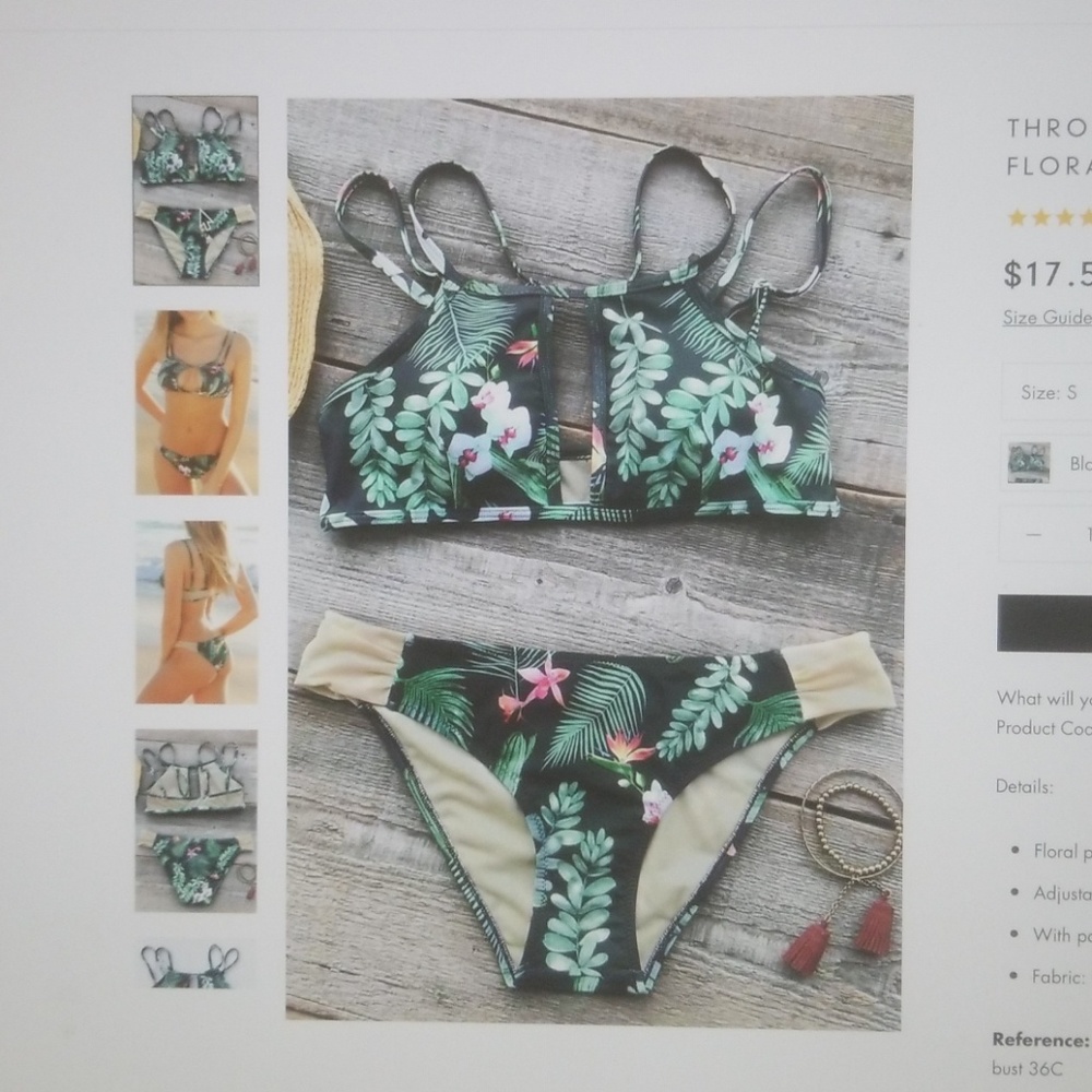 Cupshe through the waterfall bikini small new